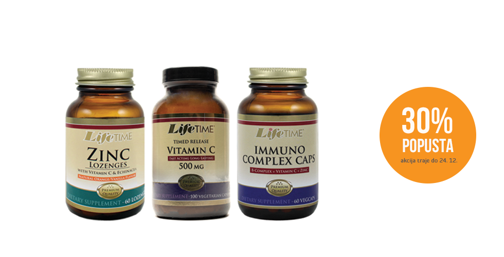 Life Time cink, vitamin C i Immuno Complex Caps.