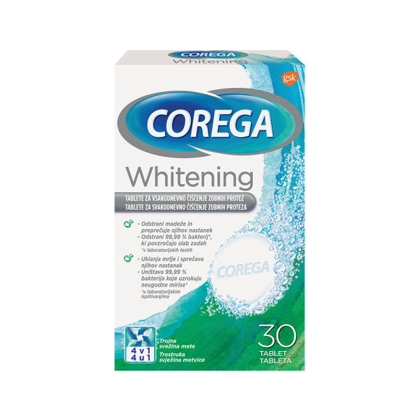 Corega Dental white za čišćenje proteza 30 tableta