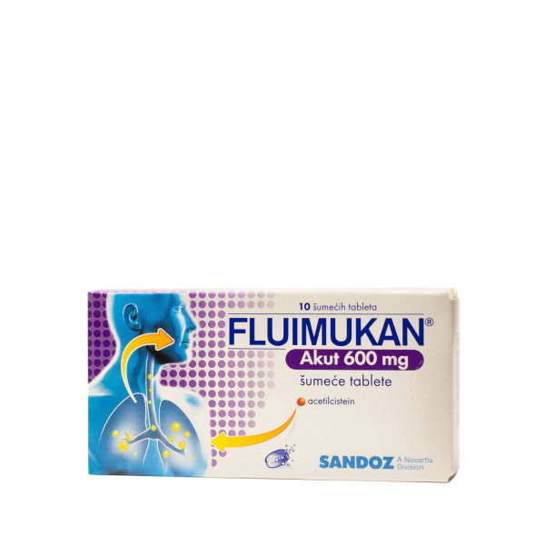 Fluimukan Akut 600 mg 10 šumećih tableta