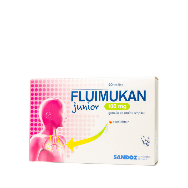 Fluimukan Junior 100 mg granule za oralnu otopinu 20 vrećica x 100 mg/5 g