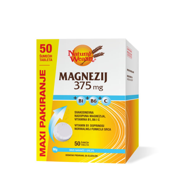 Natural Wealth Magnezij 375 mg + B1 + B6 + C 50 šumećih tableta maxi pakiranje