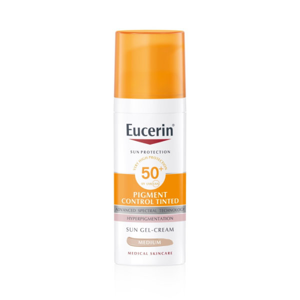 Eucerin Pigment Control tinted gel-krema za zaštitu kože lica od sunca SPF 50+ srednje tamna nijansa 50 ml