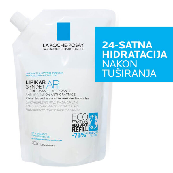 La Roche Posay Lipikar Syndet AP+ Kremasti gel za tuširanje obogaćen lipidima protiv nadraženosti i svrbeža Refil 400 ml