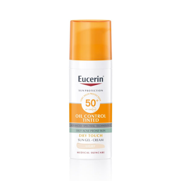 Eucerin Oil Control tinted gel-krema za zaštitu kože lica od sunca SPF 50+, svijetla nijansa 50 ml