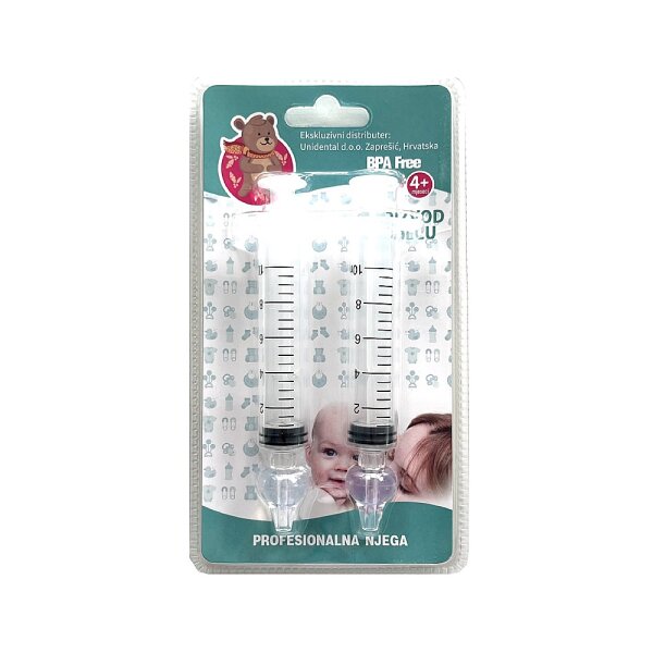 Šprica s patentiranim nastavkom za čišćenje dječjih nosića 2 komada